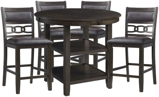 Elements International Amherst 5-Piece Black/Walnut Counter Dining Set-0