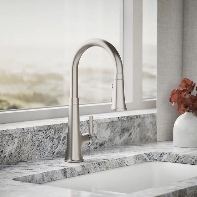 KOHLER® Tone® Vibrant Stainless Kitchen Sink Faucet with 3-Function Sprayhead-1