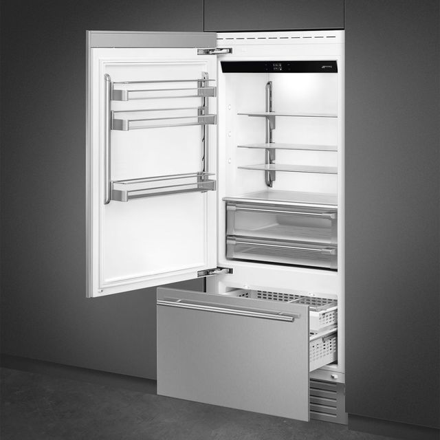 Smeg Universal 36" 19.6 Cu. Ft. Stainless Steel Built-In Bottom Freezer Refrigerator-2