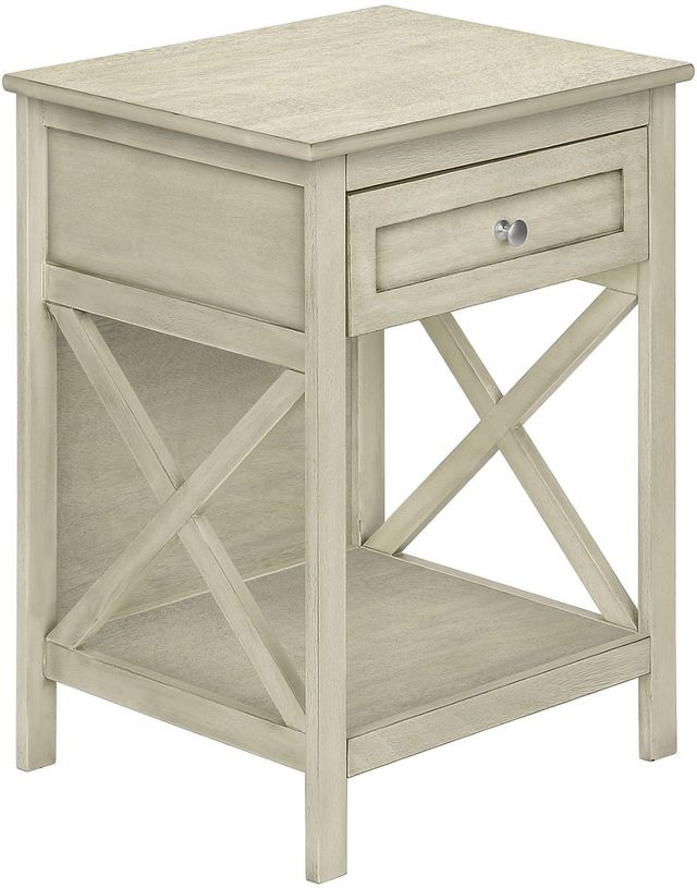 Monarch Specialties Inc. Antique White Veneer 2-Tier End Table-0