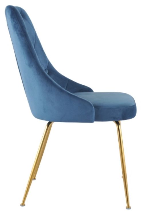 Mazin Furniture Plumeria Blue/Gold Dining Side Chair -2
