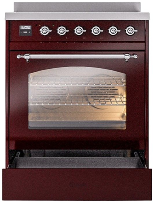Ilve® Nostalgie II Series 30" Burgundy Pro Style Induction Range-2