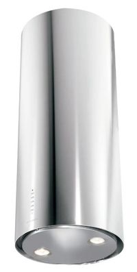 Front view of the Faber Cylindra Isola 15" Stainless Steel Island Range Hood