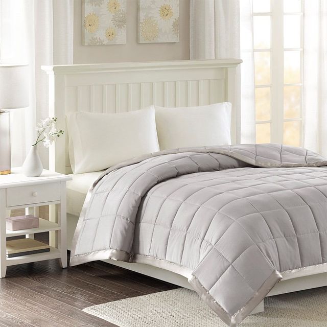 Olliix by Madison Park Grey All Season Hypoallergenic Microfiber Down Alternative Full/Queen Windom Blanket-4