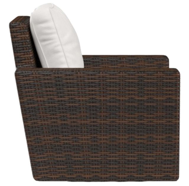 Sunset West Montecito Cognac Resin Wicker Outdoor Club Chair with Canvas Flax Cushion-2