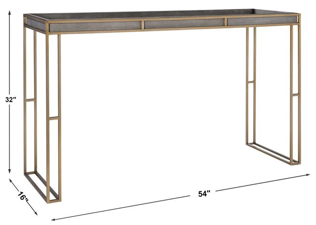 Uttermost® Cardew Charcoal Gray Console Table with Brushed Brass Base-2