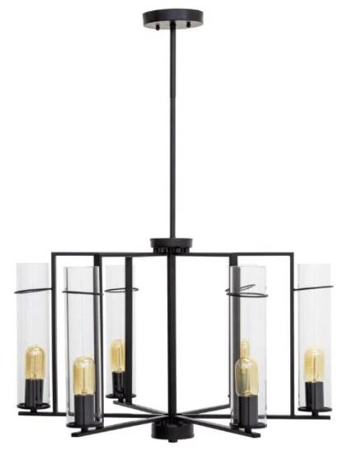 YHD Prairie Matte Black 6-Light Chandelier-0