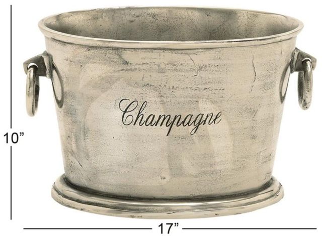 Deco Marche Silver Aluminum Metal Champagne Ice Bucket with Ring Handles-2