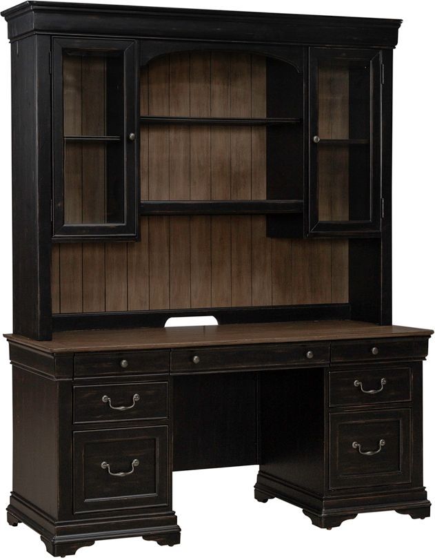 Liberty Furniture Meritage 5-Piece Aged Charcoal/Caramel Junior Executive Set-1