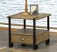 Titus Furniture T5047 Distressed Oak End Table with Flat Black Frame-2