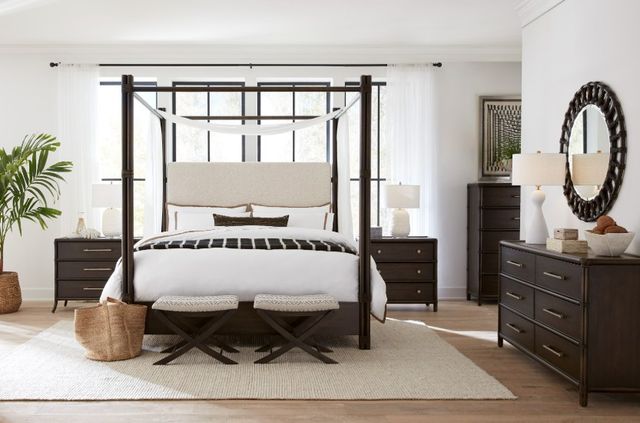 Hooker® Furniture Retreat Black Sand/Neo Cream King Upholstered Canopy Bed-1