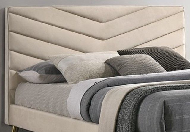 Furniture of America® Vivar Beige Twin Upholstered Panel Bed-1