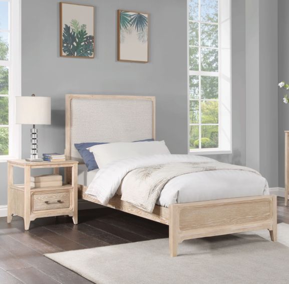 Winners Only® Westfield Sand/White Twin Upholstered Panel Bed-1