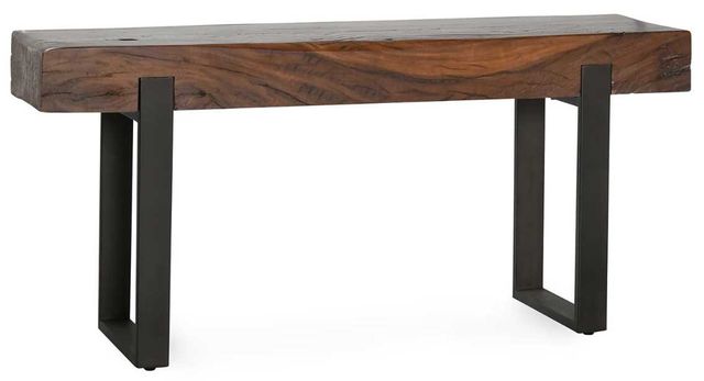 Classic Home Duarte Rustic Brown 60" Console Table with Black Base-0