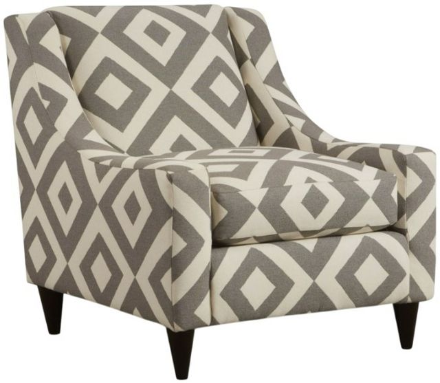 Fusion Furniture Sugarshack Glacier Square Charcoal Gray/White Accent Chair