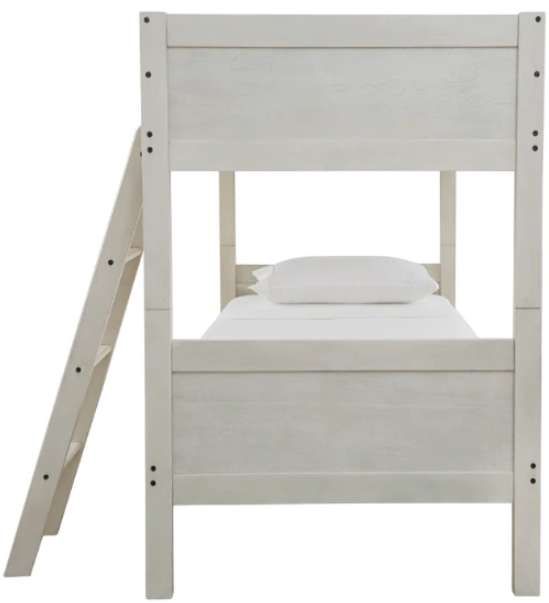 Signature Design by Ashley® Robbinsdale Antique White Youth Twin/Twin Bunk Bed with Ladder-3
