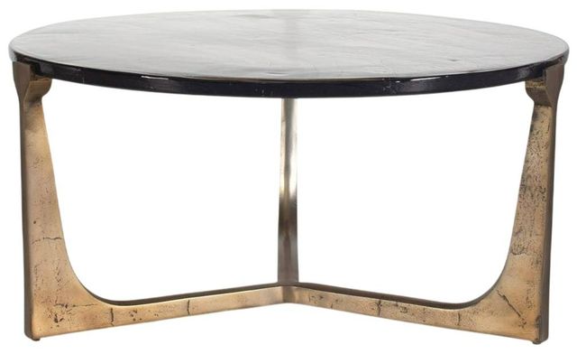 Uttermost® Bohdi Cast Glass Top Indoor-Outdoor Coffee Table with Antique Brass Aluminum Base-0