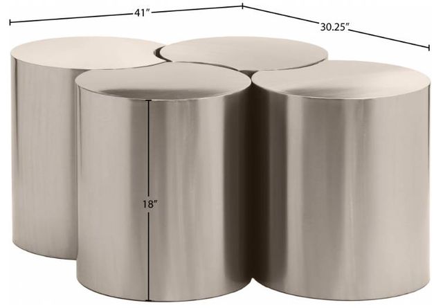 Meridian Furniture Dimple 4-Piece Silver 18" Modular Nesting Coffee Table Set-3