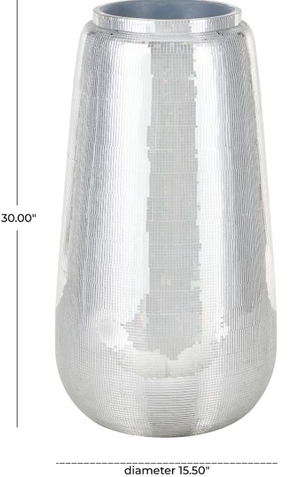 Deco Marche Silver Fiberglass Mosaic Floor Decorative Vase-2