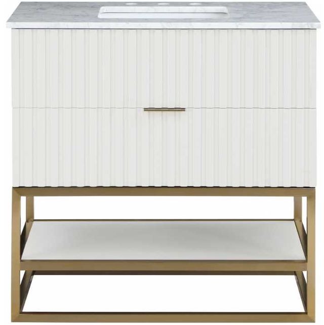 Meridian Furniture Monad Brushed Gold/White 36" Bathroom Vanity-2