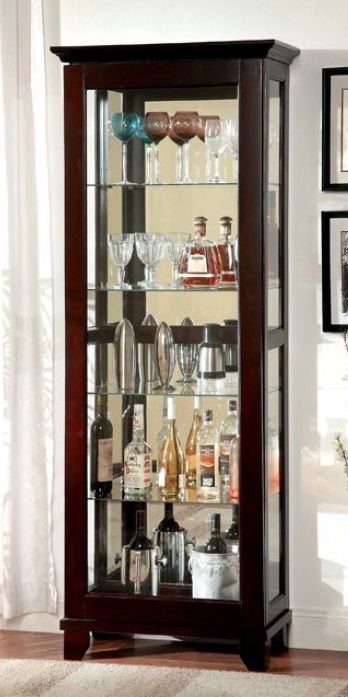 Furniture of America® Ludden Dark Walnut Curio-1