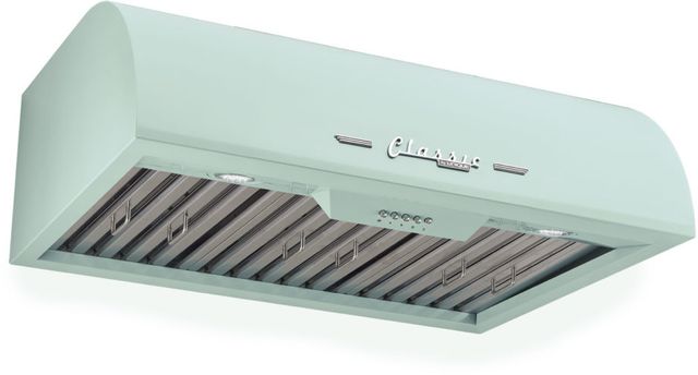 Unique® Appliances Classic Retro 30" Summer Mint Green Under Cabinet Range Hood-2