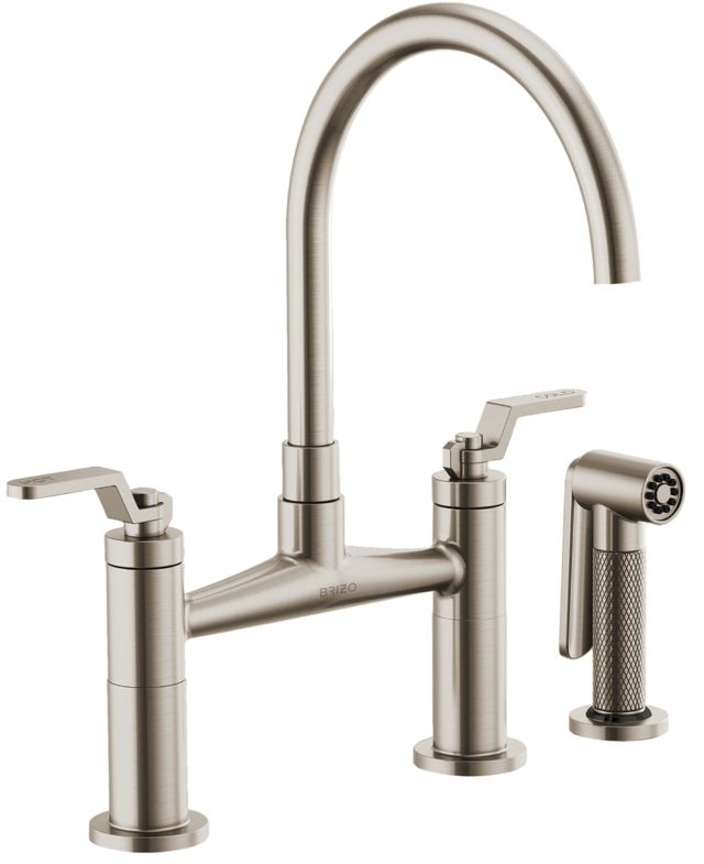Brizo Litze® Brilliance® Stainless Bridge Faucet with Arc Spout and Industrial Handle-0