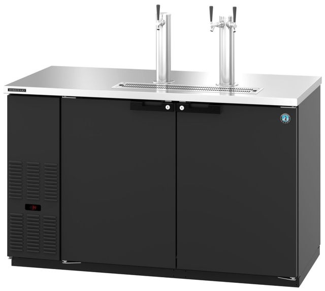 Hoshizaki Back Bar 60" 18.5 Cu. Ft. Black Vinyl Two Section Direct Draw Refrigerator-1