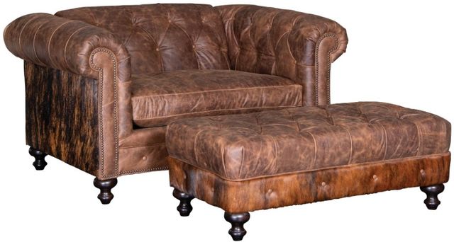 Mayo Furniture Customizable 59" Leather and Hair on Hide Chair-0