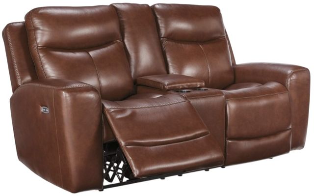 Signature Design by Ashley® Next Move Mahogany Power Reclining Loveseat with Console and Adjustable Headrest-3