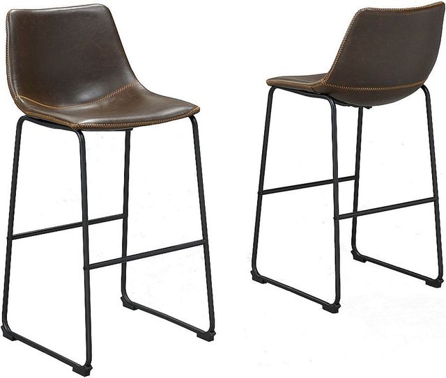 Brassex Inc. Acasia 2-Piece Black/Vintage Brown 29" Bar Chair Set-2