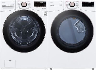 Front view of the LG White Front Load Laundry Pair
