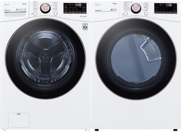 LG White Front Load Washer Electric Dryer Laundry Pair