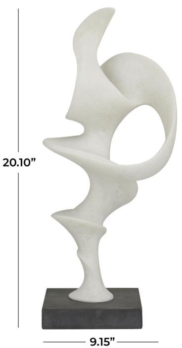 Deco Marche U Select White Polystone Decorative Sculpture with Black Base-3