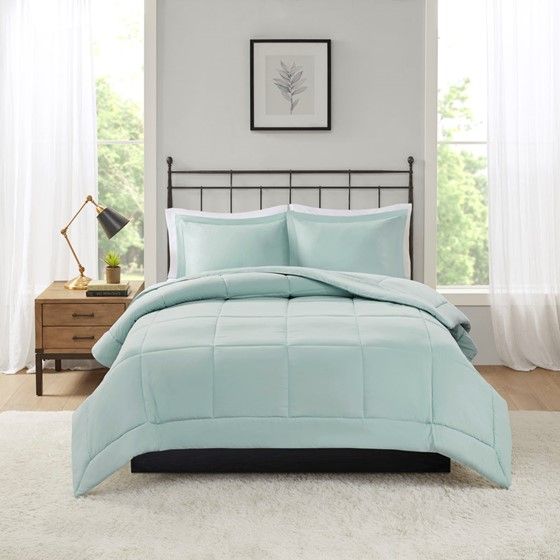 Olliix by Madison Park Sarasota Seafoam Twin Microcell Down Alternative Comforter Mini Set-0