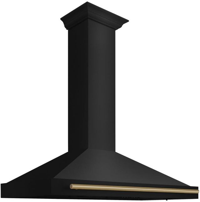 ZLINE Autograph Edition 48" Black Stainless Steel Wall Mounted Range Hood with Champagne Bronze Handle-3