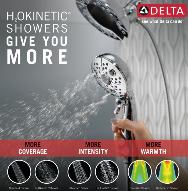 Delta Universal Showering Chrome 12" H2Okinetic® In2ition® 5-Setting Two-in-One Shower-4