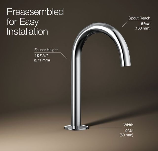 KOHLER® Components® Polished Chrome 1.2 GPM Bathroom Sink Faucet Spout with Tube Design-2