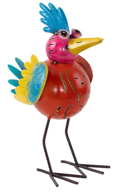 Deco Marche Multi-Colored Bird Decorative Garden Sculpture with Gold Accents and Abstract Cutouts-0