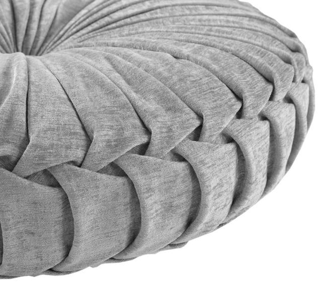 Olliix by Intelligent Design Loretta Grey 22" Diameter x 6" Poly Chenille Round Floor Pillow Cushion-2