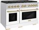 ZLINE Autograph Edition 48" Satin Stainless Steel Pro Style Gas Range with White Matte Door-3