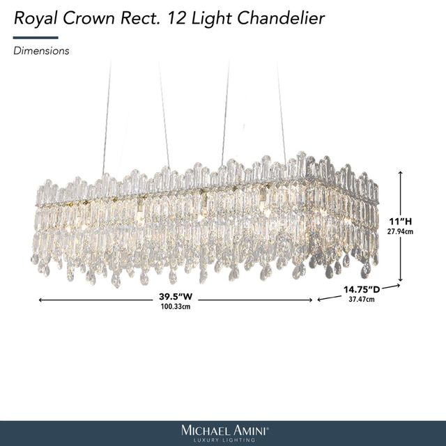 Michael Amini® Royal Crown Clear 12-Light Rectangular Chandelier-2