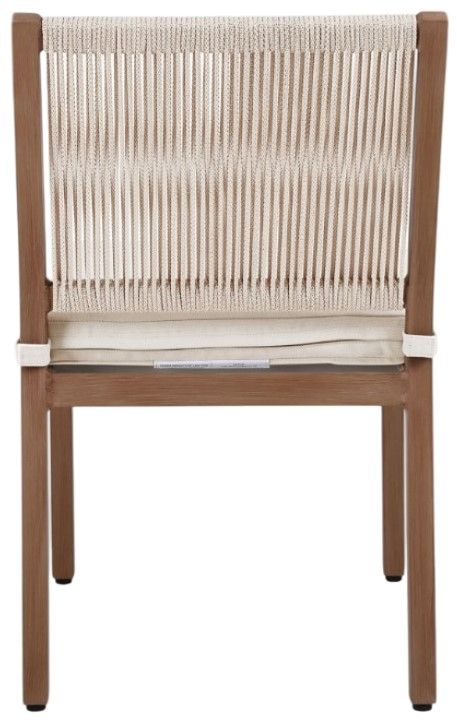 Meridian Furniture Maui Brown/Cream Aluminum Outdoor Dining Side Chair-4