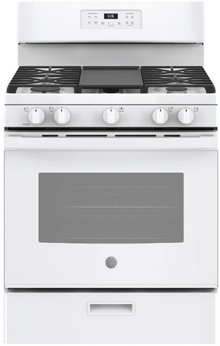GE® 30" White Freestanding Gas Range