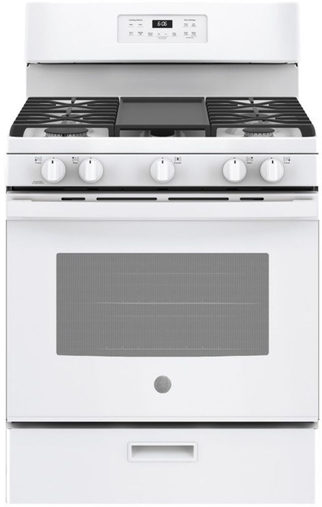 GE® 30" White Freestanding Gas Range-0