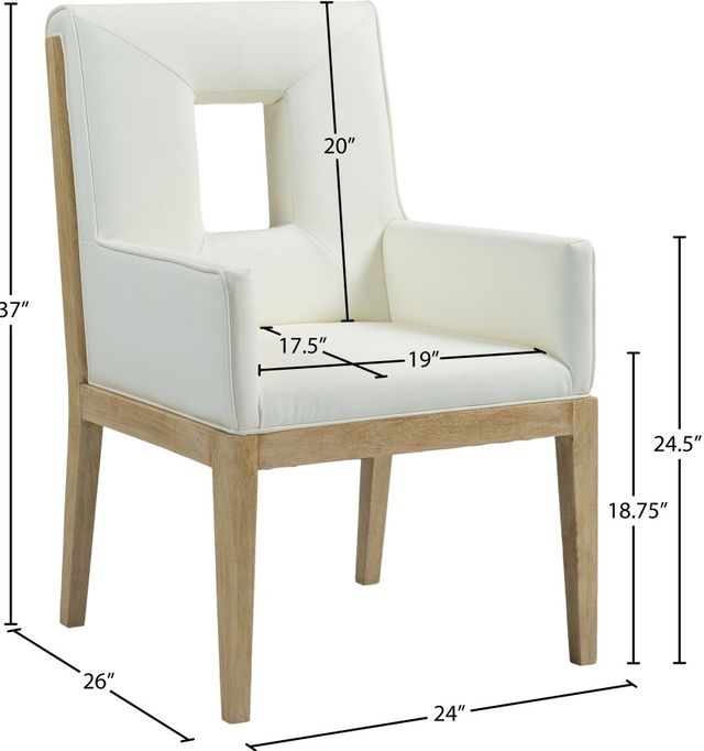 Meridian Furniture Gwendolyn Cream/Natural Vegan Leather Dining Chair-2