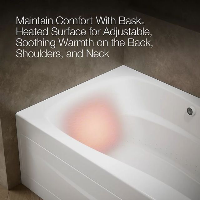 Kohler® Mariposa® White 60" x 36" Alcove and Integral Flange Heated Bubblemassage™ Air Bath with Bask® Heated Surface-3