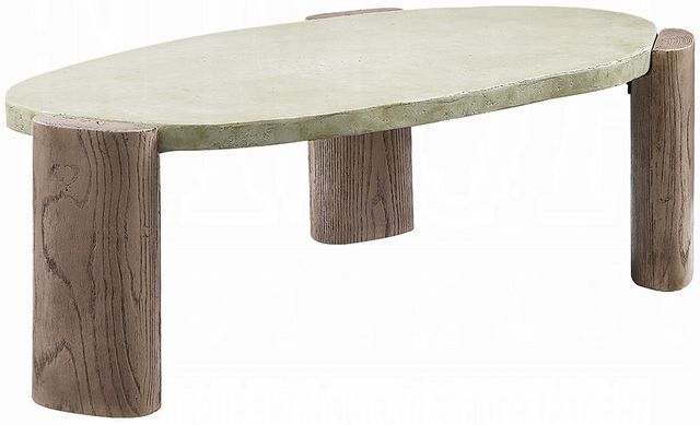 ACME Furniture Jacinda Weathered Gray Coffee Table with Oak Base-0