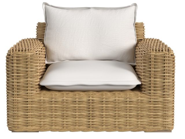 Sunset West Playa Natural Resin Wicker Oversize Outdoor Club Chair with Soothe Pearl Cushion-1