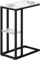 Monarch Specialties Inc.  White Marble Look  25"H Accent Table with Black Metal Base-2